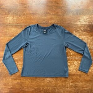 Vtg Wms Patagonia Capilene Base Layer Small Grey Crew Neck Long Crop Made in USA